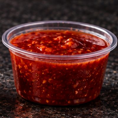 Red Basbaas in a sauce cup